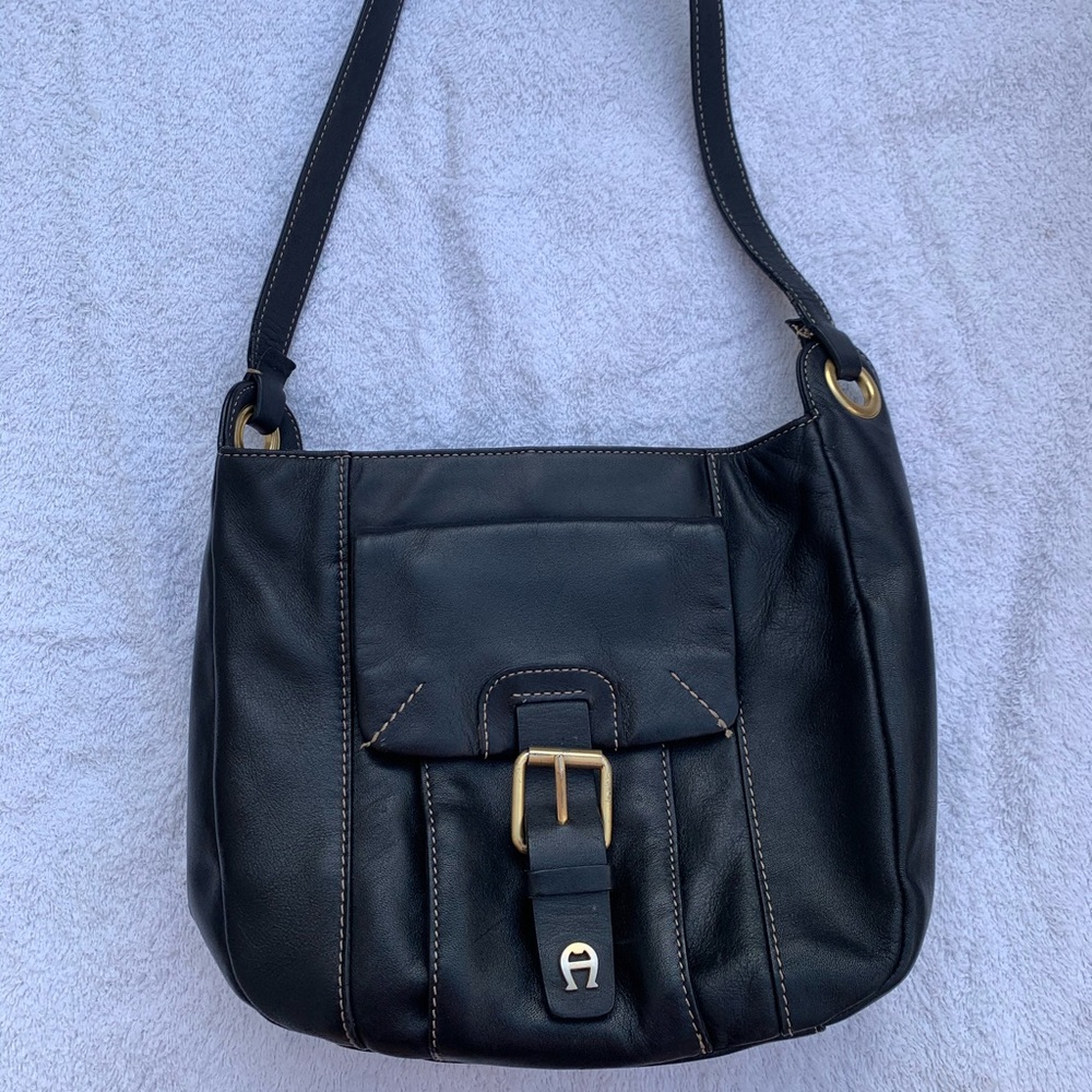 Etienne Aigner Designer Black Leather Handbag